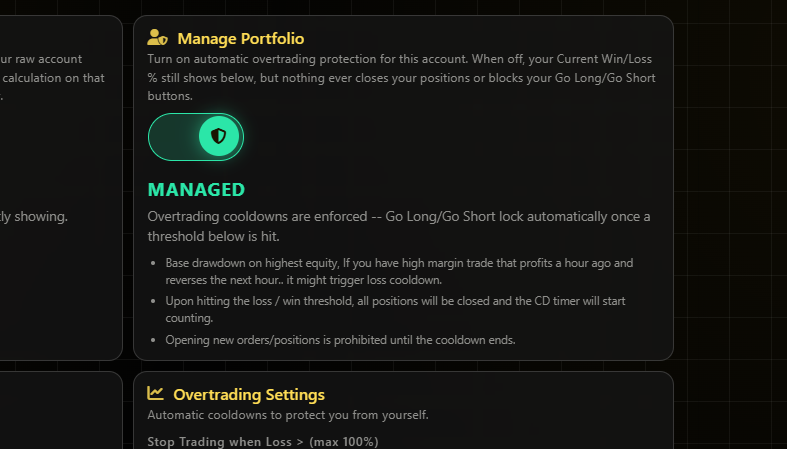 Overtrading Settings preview