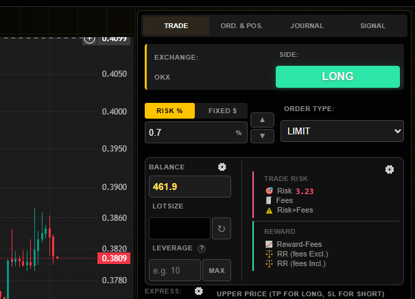 Fixed and Percentage Risk preview